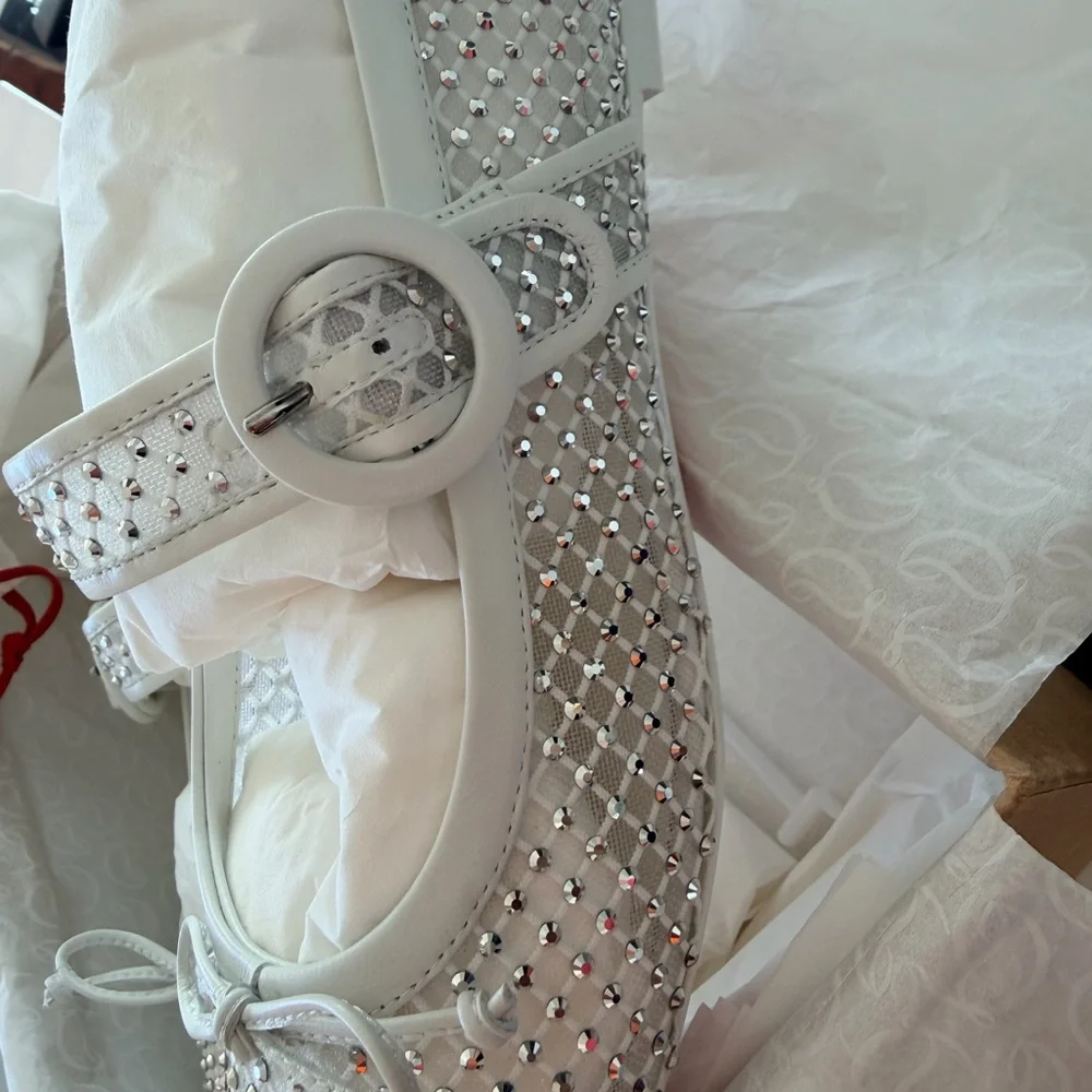 Christian Louboutin MAMASTRAPITINA Strass Crystal Mesh Ballerina Flat Shoes
9.5 - Picture 14 of 16